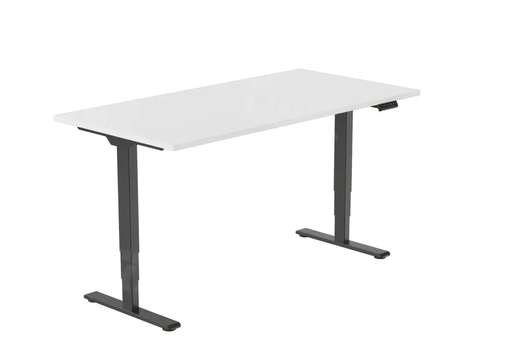 Elektrisch bureau DSQ EURO125 160x80cm met Zwarte poot en Wit blad