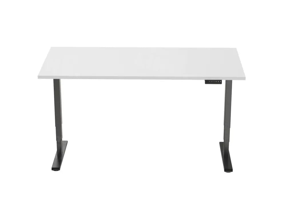 Elektrisch bureau DSQ EURO125 160x80cm met Zwarte poot en Wit blad