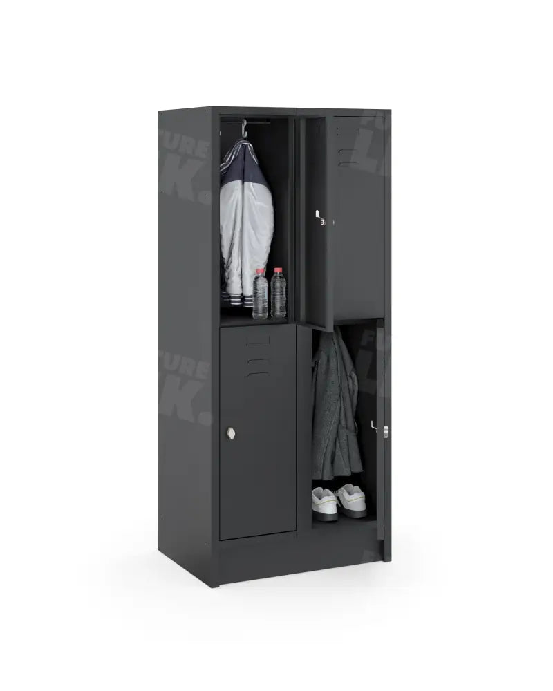 Garderobekast LOQ 2-koloms, 4-deurs, Zwart, 180 x 60 x 50 cm