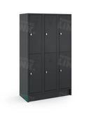 Garderobekast Loq 3-Koloms 6-Deurs Zwart Ral 9005 Lockerkast