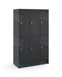 Garderobekast Loq 3-Koloms 6-Deurs Zwart Ral 9005 Lockerkast