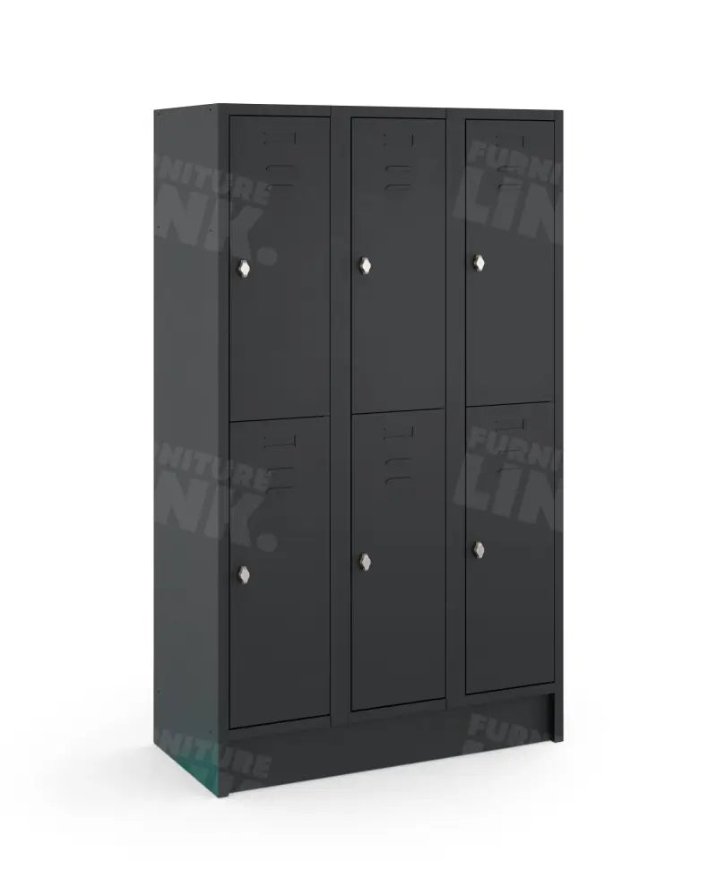 Garderobekast LOQ 3-koloms, 6-deurs, Zwart, 180 x 105 x 50 cm