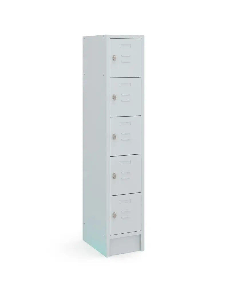 Lockerkast LOQ 1-koloms, 5-deurs, Lichtgrijs, 180 x 35 x 50 cm