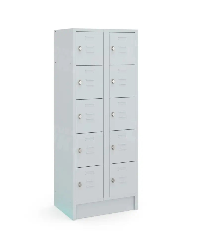 Lockerkast LOQ 2-koloms, 10-deurs, Lichtgrijs, 180 x 60 x 50 cm