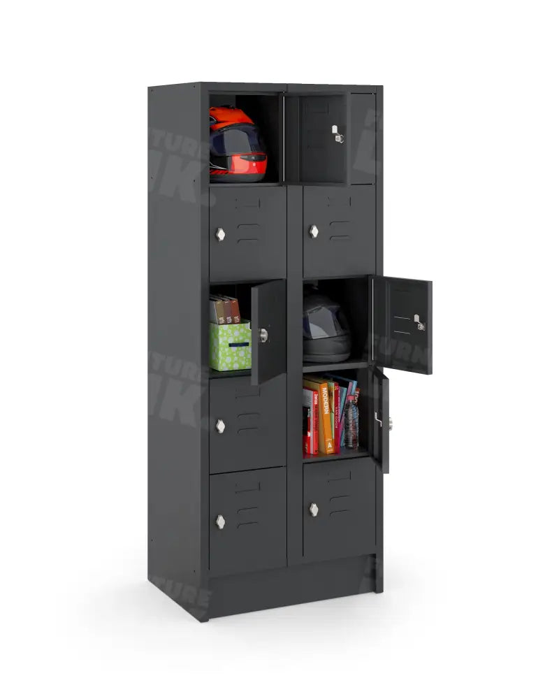 Lockerkast LOQ 2-koloms, 10-deurs, Zwart, 180 x 60 x50 cm
