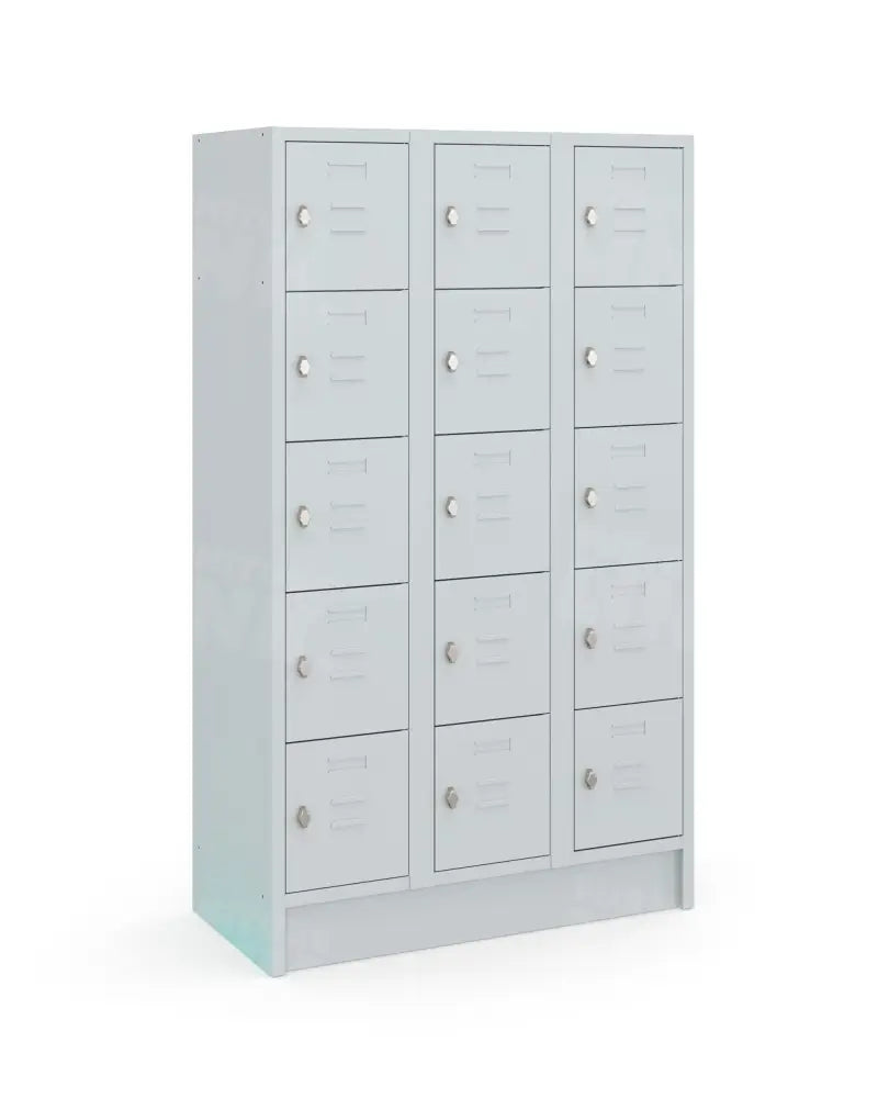 Lockerkast LOQ 3-koloms, 15-deurs, Lichtgrijs, 180 x 105 x 50 cm
