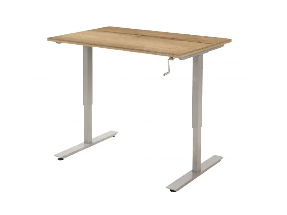 Slingerbureau DSQ 160x80cm met Aluminium blad en Halifax eiken blad