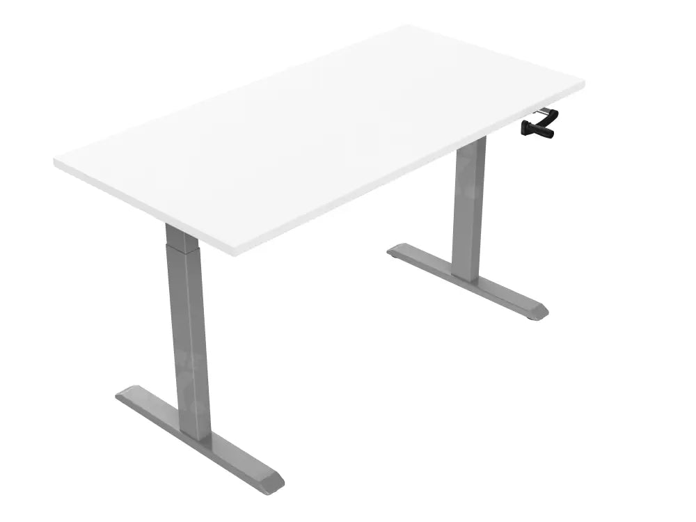 Slingerbureau DSQ EURO 160x80cm met Lichtgrijze poot en Wit blad