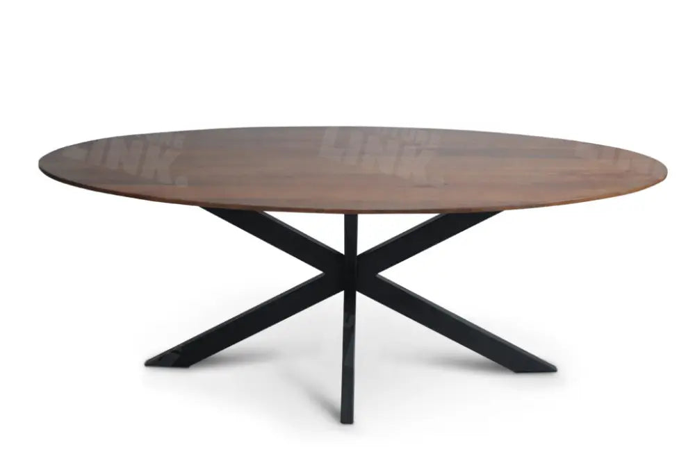 Tafel TABL W2 met spinpoot, Bruin ovaal blad, 300x110 cm