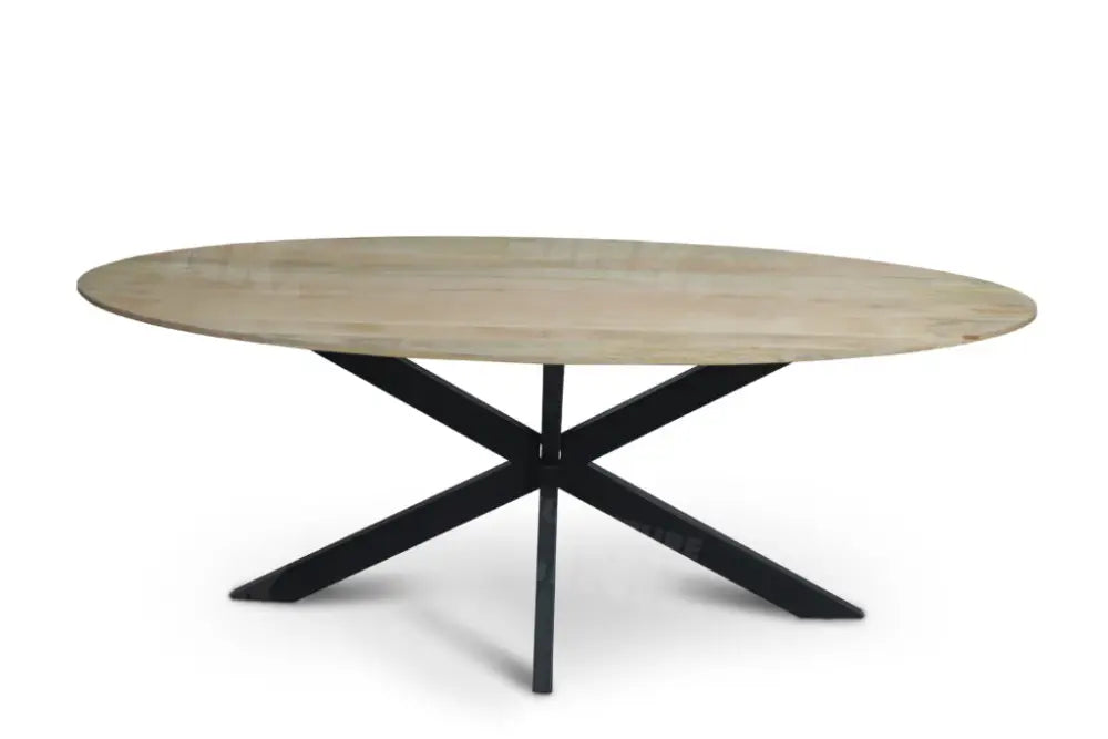 Tafel TABL W2 met spinpoot, Naturel ovaal blad, 200x110 cm