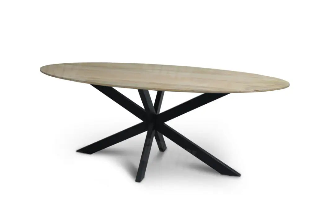Tafel TABL W2 met spinpoot, Naturel ovaal blad, 220x110 cm