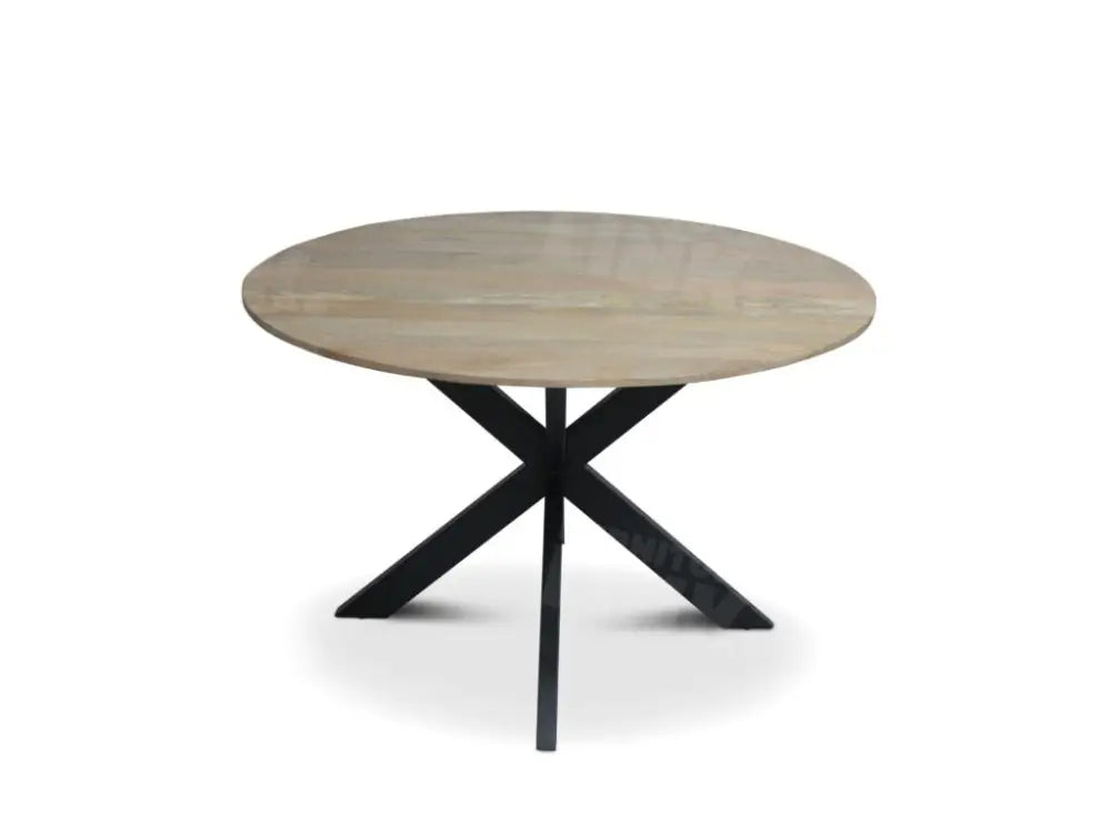 Tafel TABL W2 met spinpoot, Naturel rond blad, 150x150 cm