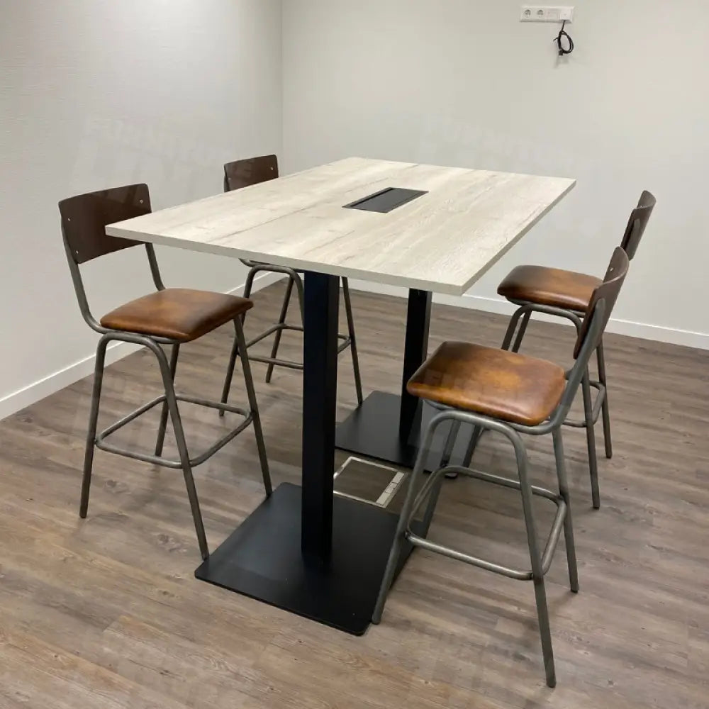 Vergadertafel Active Zwart/Eiken wit