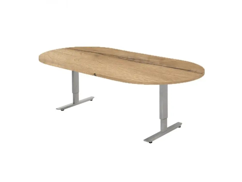 Vergadertafel ovaal CAS 240x120cm Aluminium frame en Halifax eiken blad
