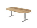 Vergadertafel Ovaal Cas 240X120Cm Aluminium Ral 9006 / Halifax Eiken Kantoortafel