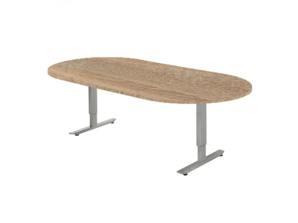 Vergadertafel ovaal CAS 240x120cm Aluminium frame en Robson eiken blad