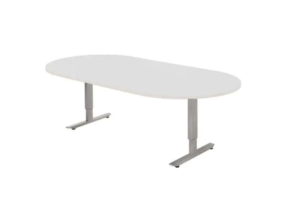 Vergadertafel ovaal CAS 240x120cm Aluminium frame en Wit blad