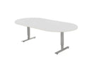 Vergadertafel Ovaal Cas 240X120Cm Aluminium Ral 9006 / Wit Kantoortafel