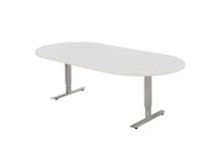Vergadertafel Ovaal Cas 240X120Cm Aluminium Ral 9006 / Wit Kantoortafel
