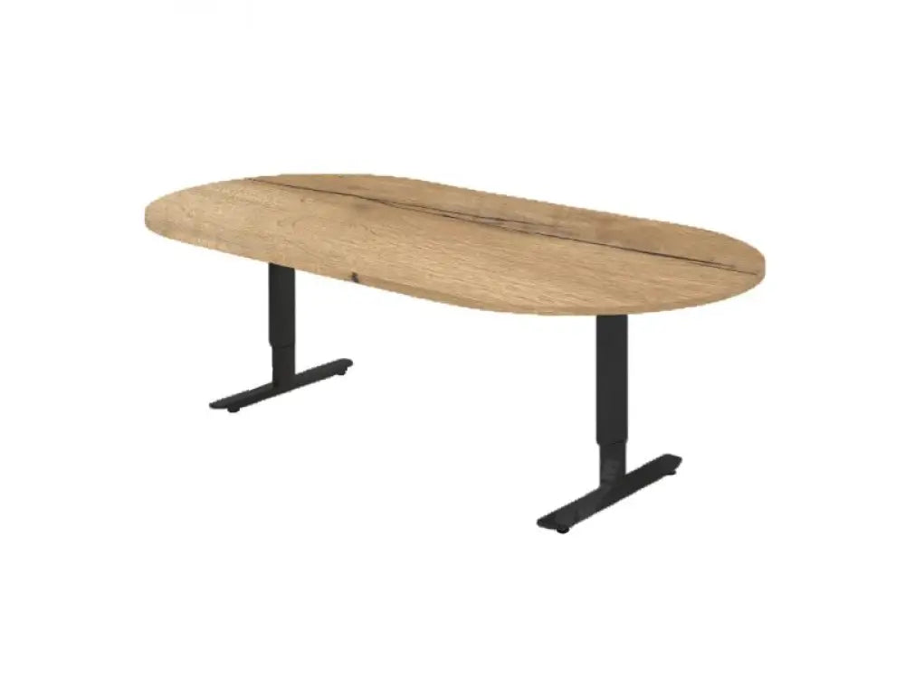Vergadertafel ovaal CAS 240x120cm Zwart frame en Halifax eiken blad