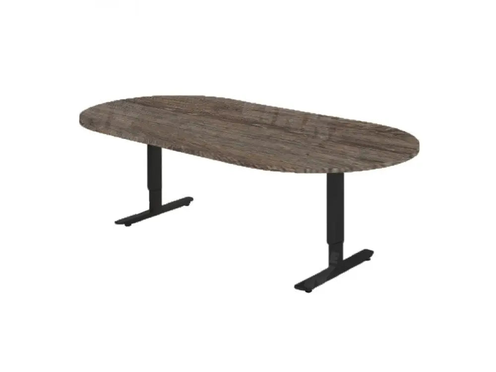 Vergadertafel ovaal CAS 240x120cm Zwart frame en Logan eiken blad