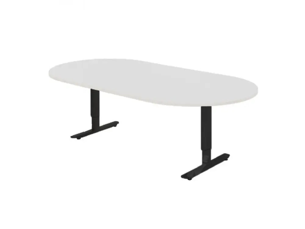 Vergadertafel ovaal CAS 240x120cm Zwart frame en Wit blad