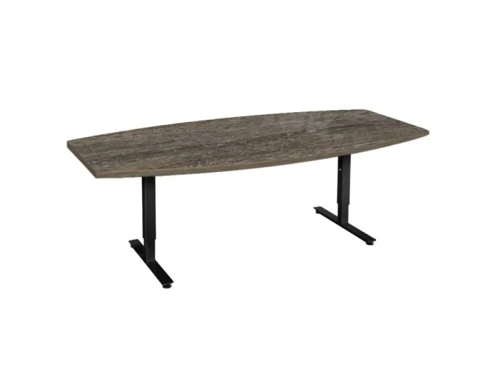 Vergadertafel tonvormig CAS 240x120cm Zwart frame en Logan eiken blad