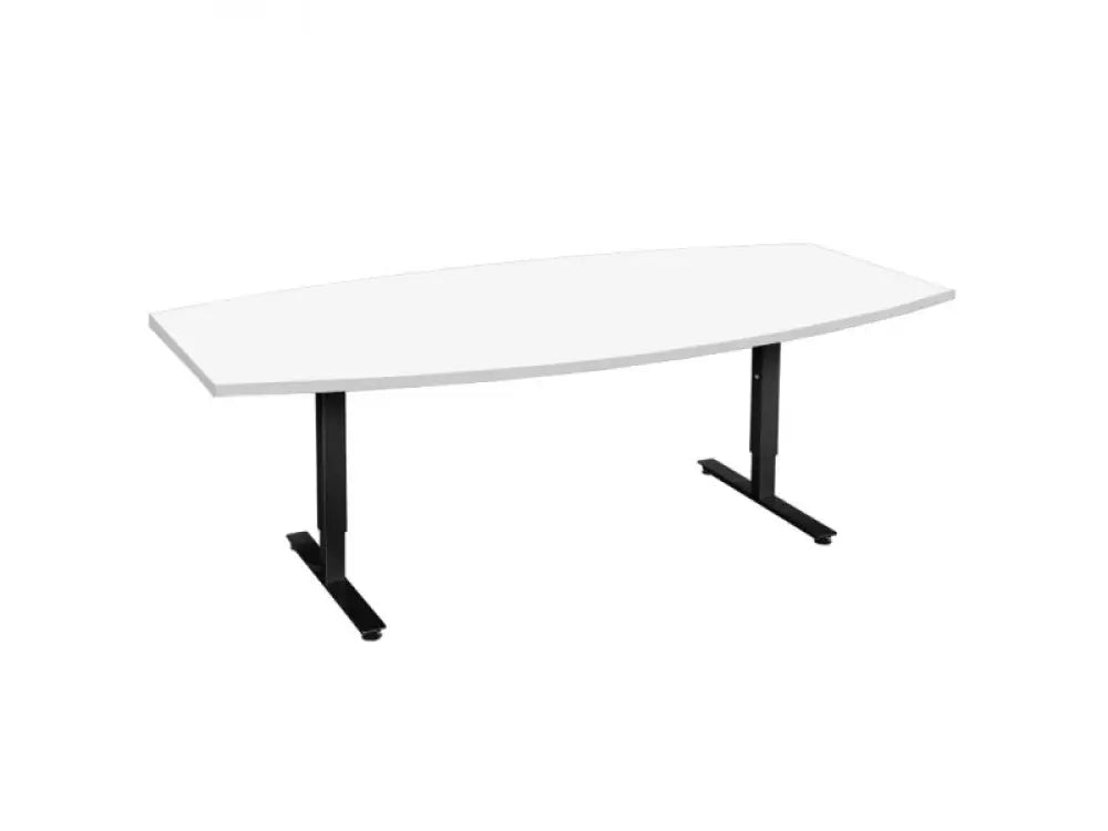 Vergadertafel tonvormig CAS 240x120cm Zwart frame en Wit blad