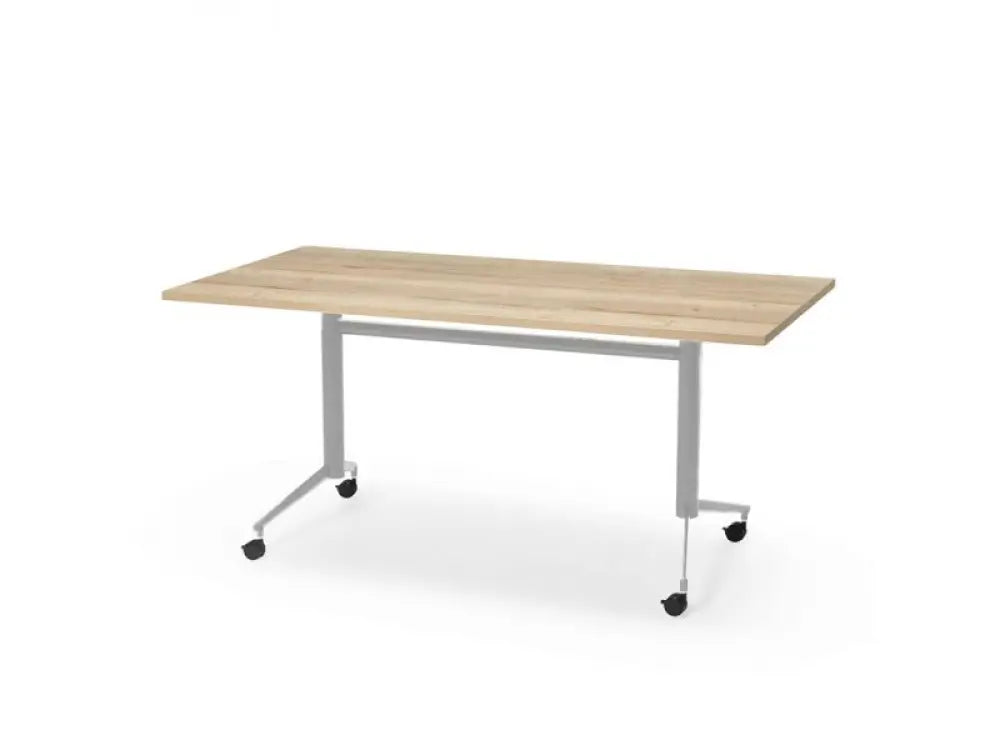 Verrijdbare KLAP tafel 160x80cm Aluminium frame en Halifax eiken blad
