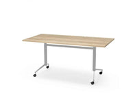 Verrijdbare Klap Tafel 160X80Cm Aluminium Ral 9006 / Halifax Eiken Kantoortafel