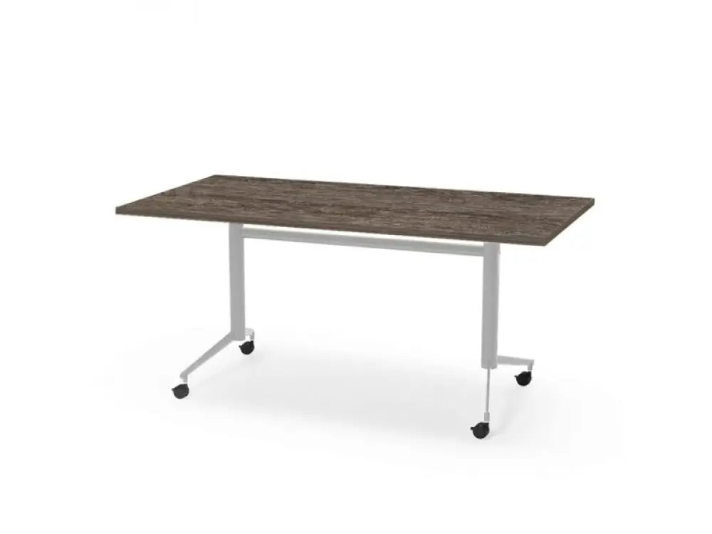Verrijdbare KLAP tafel 160x80cm Aluminium frame en Logan eiken blad