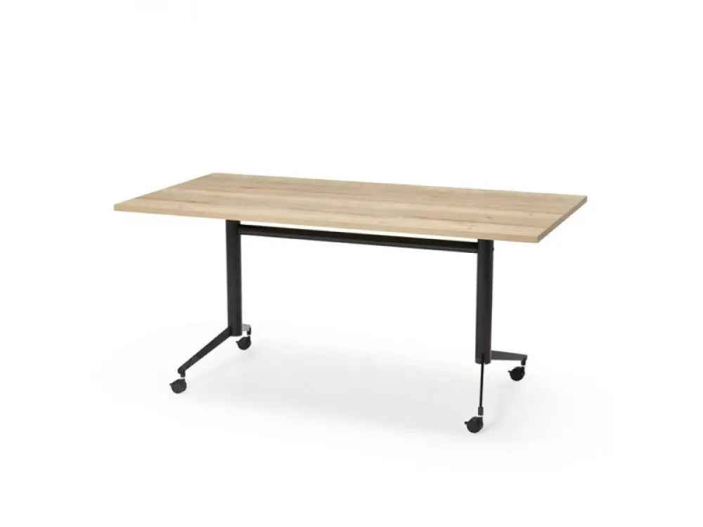 Verrijdbare KLAP tafel 160x80cm Zwart frame en Halifax eiken blad