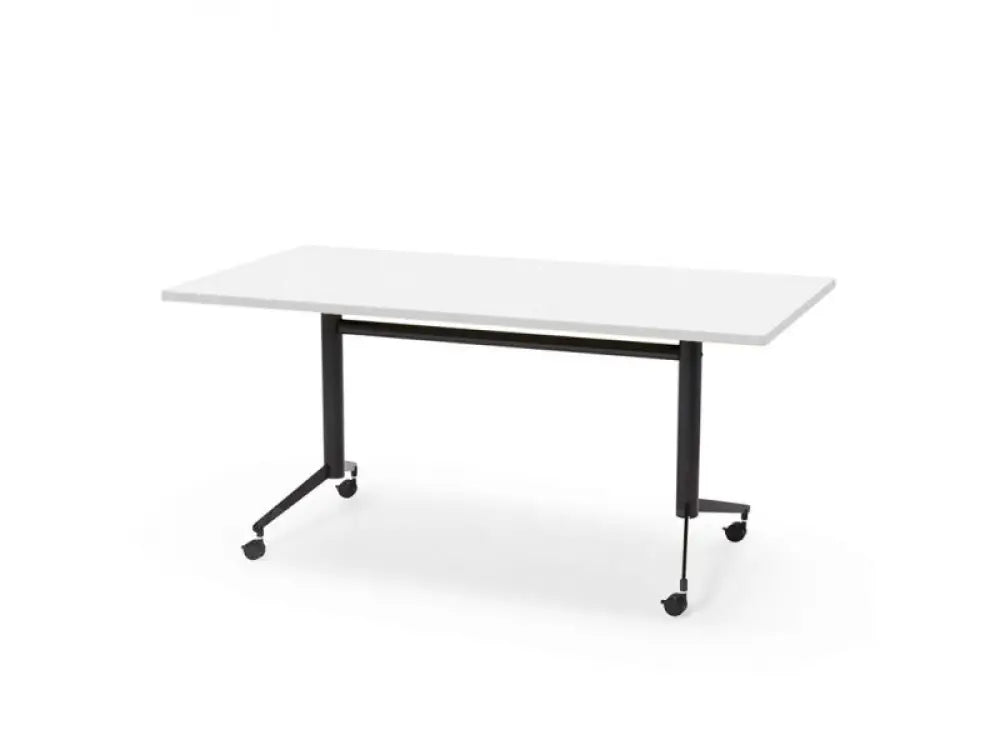 Verrijdbare KLAP tafel 160x80cm Zwart frame en Wit blad