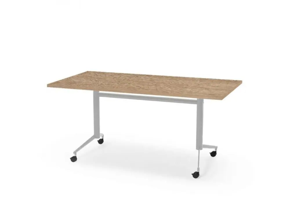Verrijdbare KLAP tafel 180x80cm Aluminium frame en Robson eiken blad