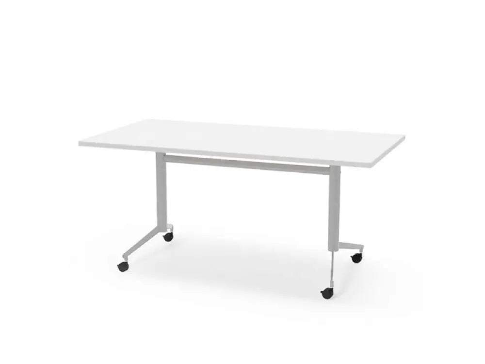 Verrijdbare KLAP tafel 180x80cm Aluminium frame en Wit blad