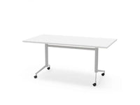 Verrijdbare Klap Tafel 180X80Cm Aluminium Ral 9006 / Wit Kantoortafel
